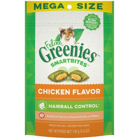 FELINE GREENIES SMARTBITES Hairball Control Natural Treats for Cats, Chicken Flavor, 4.6 oz.