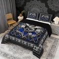 thumbnail image 2 of Erosebridal Vintage Dragon Full Size Comforter Sets, Bohemian Aztec Mandala Bedding Sets, Black Gray Blue, Black Reversible 3-Piece, 1 Comforter and 2 Pillowcases, 2 of 6