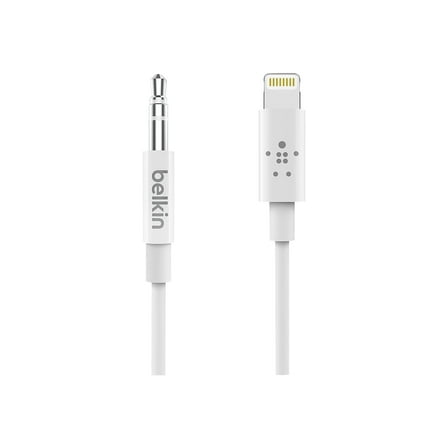 Belkin 3.5mm Audio to Lightning Cable 3ft MFi-Certified, White (AV10172BT03-WHT)