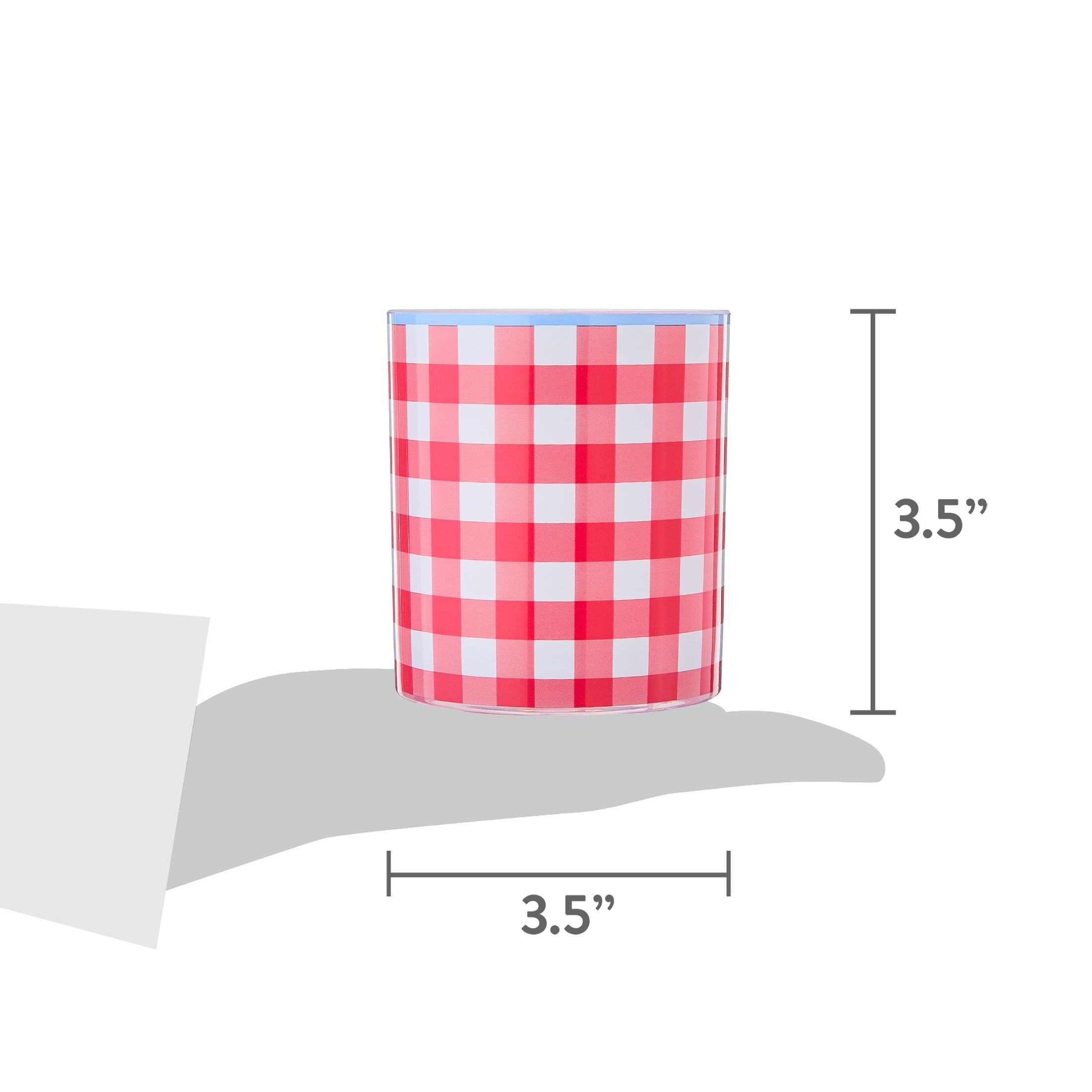 Sheila Bridges Philadelphia Red Gingham Lowball Tumblers, 4 Count