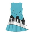 thumbnail image 3 of Renewold Piano Notes Tank Dress Kids Casual Cats Midi Dress, Blue Knee Length A-Line Skater Dress for Teens Gilrs Spring Summer Swing Twirl Sundress Size 3-4, 3 of 5