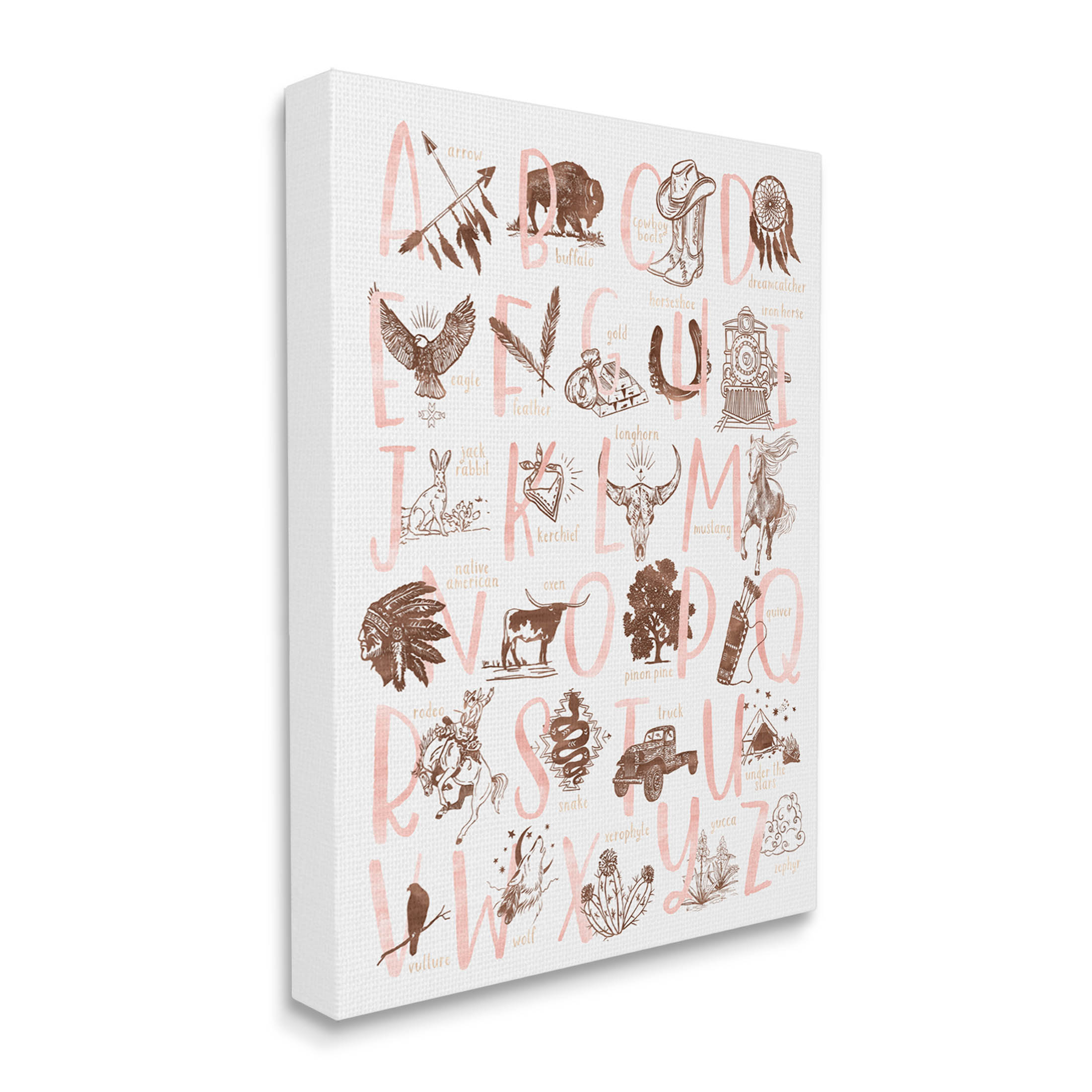 Southwestern Style Alphabet Learning Animals & Insects Graphic Art Gallery Wrapped Canvas Print Wall Art