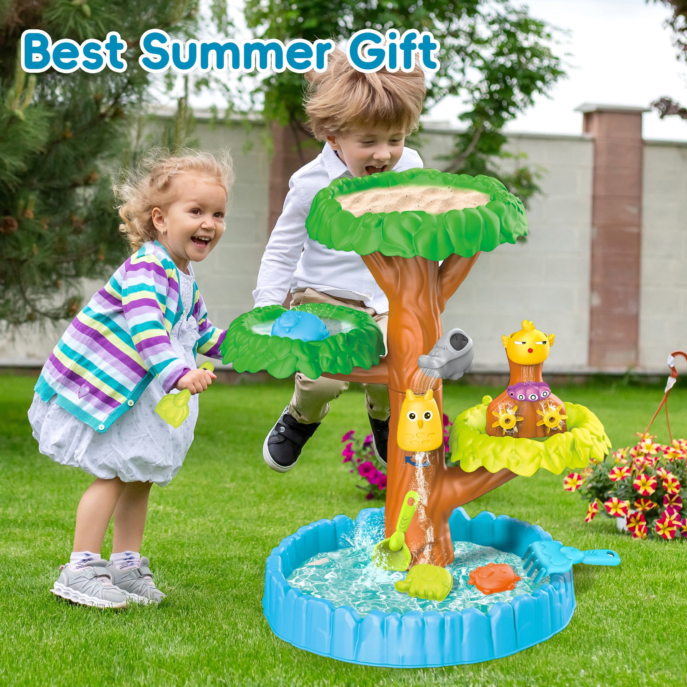 KOPPOP Sand and Water Table for Toddlers, Summer Sensory Play, Outdoor Beach Toys for Boys and Girls Ages 1-5