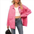 thumbnail image 3 of Chaqueta Vaquera de Mujer, Estilo Boyfriend, Extragrande, con Botones, Larga, Aberturas Laterales Rosa S, 3 of 9