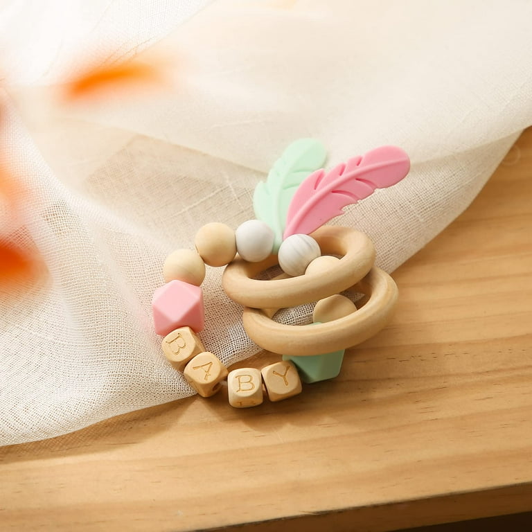 Pack Of 2 Natural Wooden Rattles Beech Rings Molars Molar Rings Rattle Toys  Grab Rattles Toys