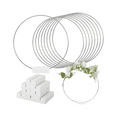 thumbnail image 1 of 10 PCS 25cm Metal Floral Hoop Centerpiece for Table Wooden Stand Wreath Macrame Silver Hoop Rings for (White), 1 of 7