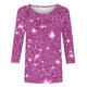 thumbnail image 4 of Tejiojio Women's Sequin Top Round Neck 3/4 Sleeves Sparkly Casual Party Blouse S-2XL, 4 of 5