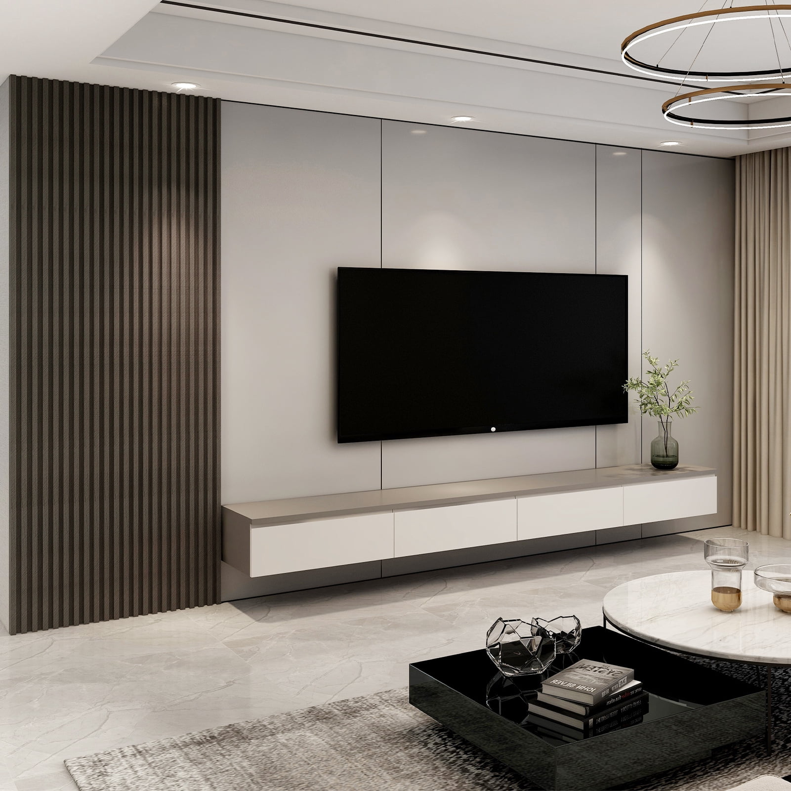 Art3d Slat Wall Panel,WPC Acoustic Diffuser 3D Wall Panel,8 Pieces 96x6 inch-Walnut(32 sq.ft/Case)