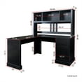 thumbnail image 7 of Computer Desk with Hutch, Wooden Executive Desk Student Computer Table Desk with Storage Shelves and Storage Drawer, L Shaped Home Office Desk Studying Writing Table for Small Space Sutdy, Black, 7 of 7