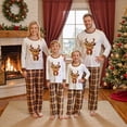 thumbnail image 2 of Nibbcoa Christmas Family Pajamas Matching Set Long Sleeve Elk Print Tops and Plaid PantsSleepwear, 2 of 8