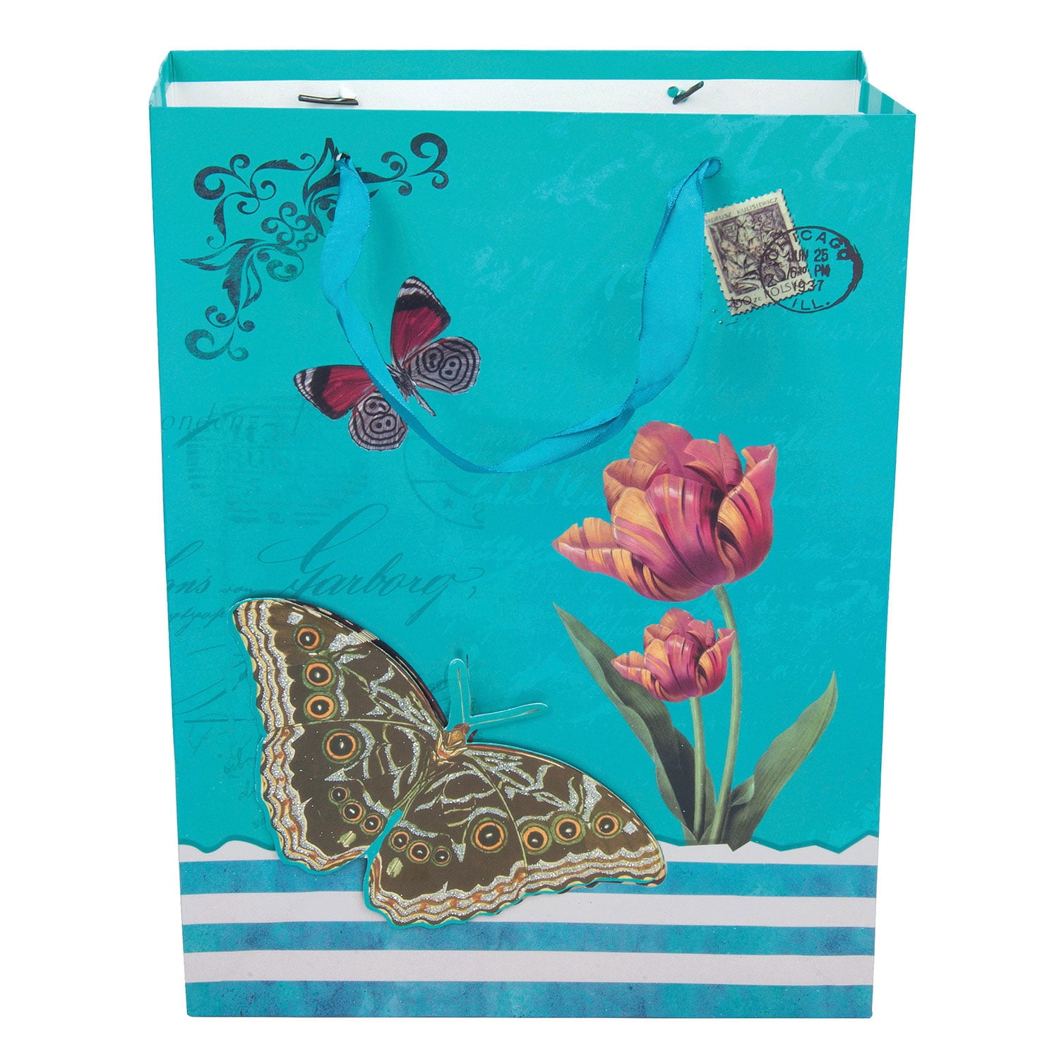 SumacLife Blue Vintage Butterfly Cocktail Design Gift Bag