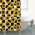 thumbnail image 4 of Black White Checker Sunflower Pattern Shower Curtain 72"x72" ,Bathroom Decorative Shower Curtains Set with 12 Hooks,Modern Waterproof Washable Shower Curtain, 4 of 6