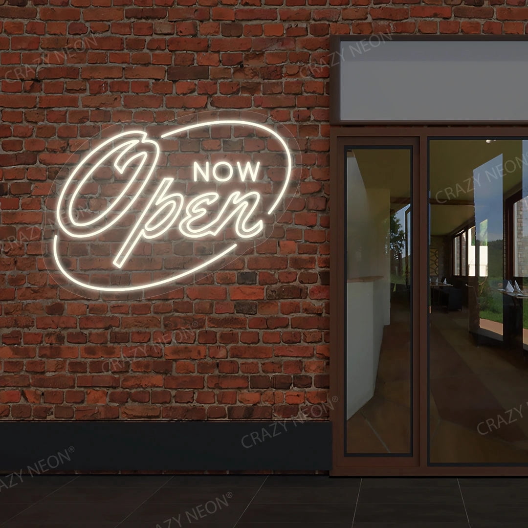 Now Open Neon Sign (Yellow, 34"(W)x25"(H))