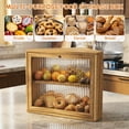 thumbnail image 7 of Large Bread Box for Kitchen Counter, Corner Wooden Large Capacity Bread Storage with Glass Lid Rustic Brown, 7 of 7