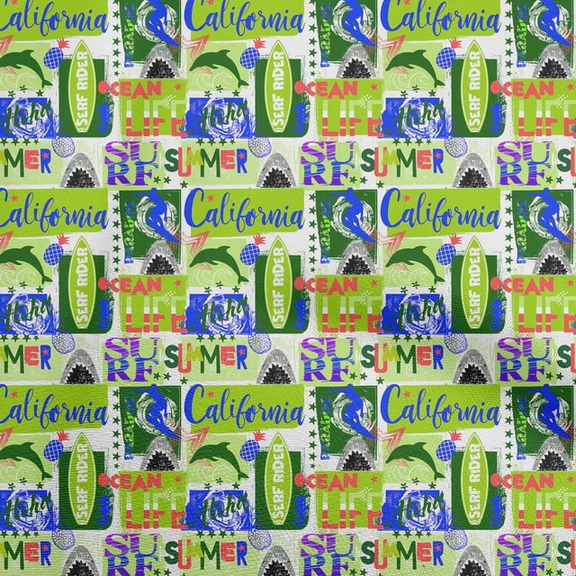 oneOone Cotton Cambric Light Green Fabric California Ocean Ride Sewing Craft Projects Fabric Prints By Yard 42 Inch Wide