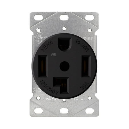 Hyper Tough Flush Mount Dryer Outlet 30A 125-250V 4-Wire NEMA 14-30R UL Listed