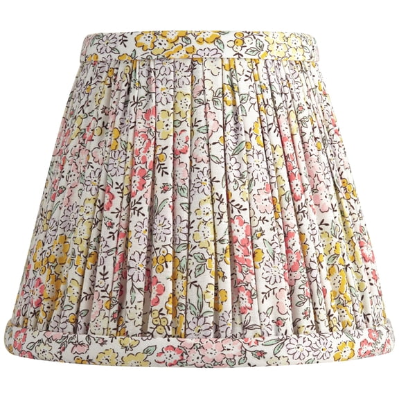 Springcrest Nelle 3 1/2" Top x 6" Bottom x 5" High x 5" Slant Print Lamp Shade Replacement Yellow Peach Pleated Floral Clip On