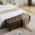 thumbnail image 3 of Tbfit Long Ottoman with Storage, 50.8" Faux Leather End of Bed Bench with Safety Hinge, Entryway Benches Large Storage Ottoman Bench for Bedroom, Living Room, Holds up to 660 lb(Dark Brown), 3 of 17