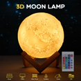 thumbnail image 2 of Lámpara de luna 3D táctil de 8 cm y 3 colores, control remoto, luz de luna LED, carga, luz de noche colorida, táctil, 15 cm, 2 of 5