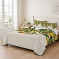 thumbnail image 2 of Twin XL Quilt Set 68''x98'', Summer Lemon Lightweight Bedspread Coverlet Set with 2 Pillow Shams, Green Botancial Summer Yellow Fruits Rustic Breathable All Season Quilt Bedding for Dorm/Guest Room, 2 of 9