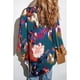 thumbnail image 3 of Chaqueta para mujer, transpirable, amigable con la piel, frente abierto, estampado floral, para fiesta en casa, color burdeos, 3XL, 3 of 5