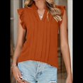 thumbnail image 4 of Blusas de para Mujer, Elegantes, Informales, con Mangas con Volantes, Cuello en V, Plisadas, para Negocios, de Verano Naranja y Rojo M, 4 of 9