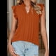 thumbnail image 4 of Blusas de para Mujer, Elegantes, Informales, con Mangas con Volantes, Cuello en V, Plisadas, para Negocios, de Verano Naranja y Rojo M, 4 of 9