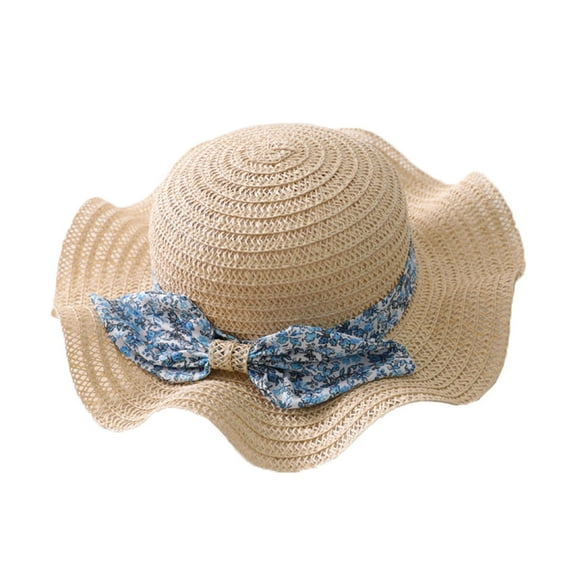 Baby Girl Straw Hat Baby Sun Hat Bow Spring Summer Beach Hat Casual Baby Hats Caps Beige One Size