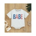 thumbnail image 2 of Faithtur Bébé Casual Manches Courtes Romper Mode Lettre Impression Col Rond Triangle Combinaisons, 2 of 9