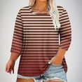thumbnail image 2 of hotojiny Womens Plus Size Tops 3/4 Sleeve Crewneck Casual Pullover Shirts Fall Color Block Loose Tunic Blouses, 2 of 4