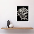 thumbnail image 2 of A Single Marigold Flower Black and White Linocut Art Print Framed Poster Wall Decor 12x16 inch, 2 of 5