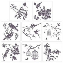 HeroNeo 8 Pack Painting Stencils Cute Flower Birds Branch Drawing Templates Reusable Hollow for DIY Lover Kids Boy Girl Student