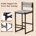 thumbnail image 4 of SESSLIFE Bar Stools Set of 2, Counter Height Bar Stools with Paper Rope Weave & Metal Legs, Barstools with Back, Bar Chairs for Kitchen Island, Gray, 4 of 8