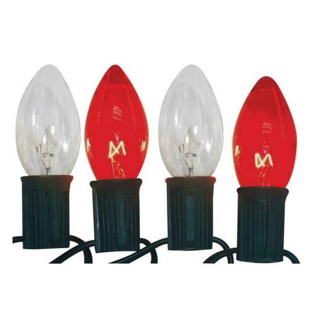 C42U4E11 Transparent C9 Light Set 25 Lights Red & Clear