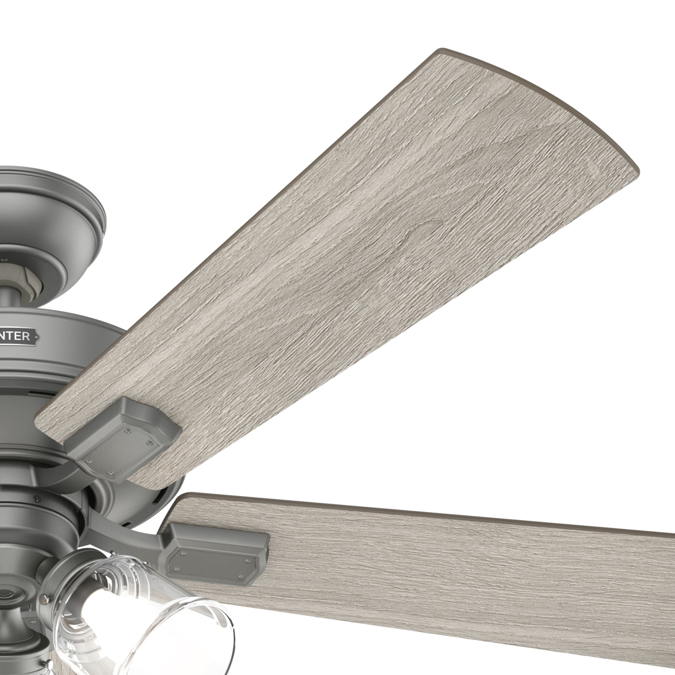 Hunter 52 inch Indoor Ceiling Fan with LED Lights and Remote Control - Standard Mount Ceiling Fan, 5 Blades, For Bedroom, Living Room, or Kitchen, 3 inch Downrod - Crestfield 51857, Matte Silver