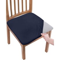 Chair Seat Covers,Solid Color Farmhouse Decor Aqua Stretch Removable Seat Covers for Dining Chairs,Soft Dining Room Seat Cover Set of 4