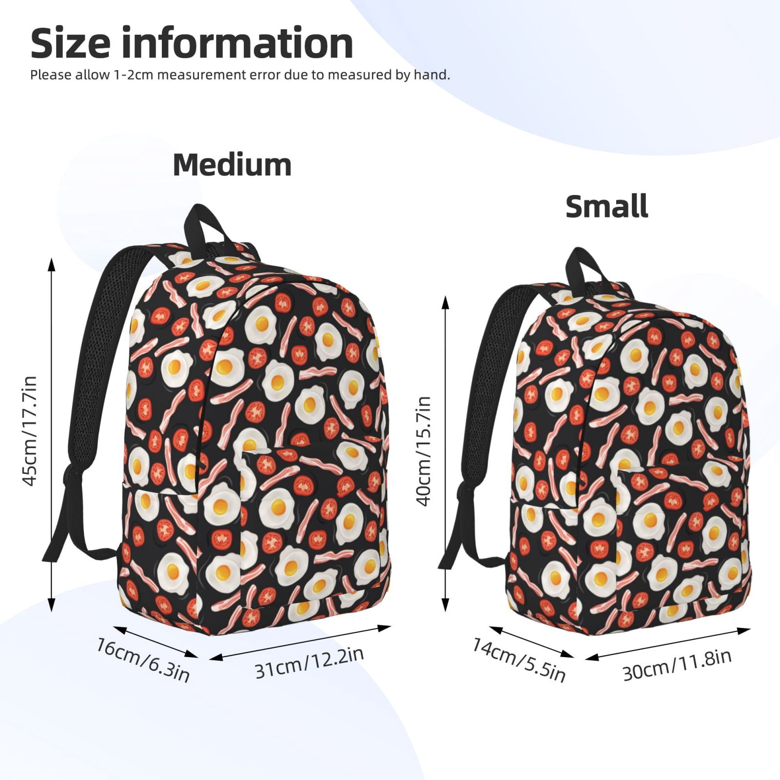 Travel Laptop Backpack - Tomato Bacon Omelette Lightweight Canvas Backpack, Wear Resistant Computer Backpack Bag Fit {sizeName} Laptop for Men Women with Adjustable Padded Shoulder Straps