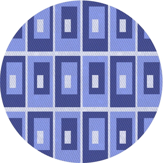 Ahgly Company Machine Washable Indoor Round Transitional Blue Area Rugs, 8' Round