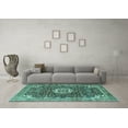 thumbnail image 3 of Ahgly Company Indoor Rectangle Medallion Turquoise Blue Traditional Area Rugs, 7' x 9', 3 of 4