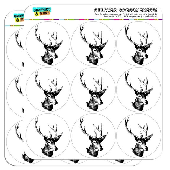 Deer Head Buck Deer Hunting 2" Scrapbooking Crafting Stickers