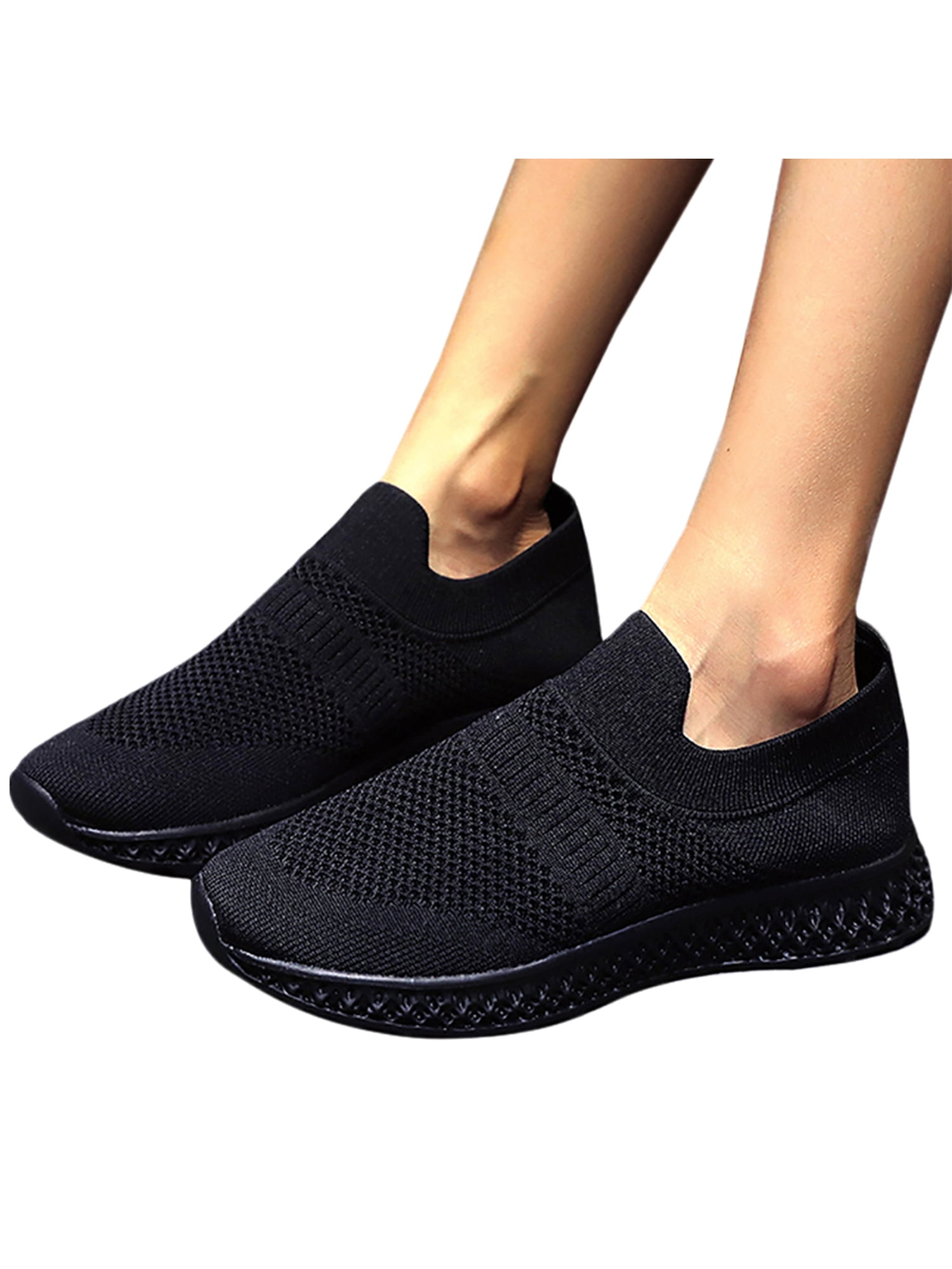 Womens Running Trainers Sneakers Slip On Sports Gym Comfy Mesh