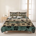 thumbnail image 3 of Full Quilt Set 78''x90'', Black Paw Print Lightweight Summer Bedspread Coverlet Set with 2 Pillow Shams, Farmhouse Vintage Shabby Wood Grain Breathable All Season Quilt Bedding for Bedroom/Guest Room, 3 of 9
