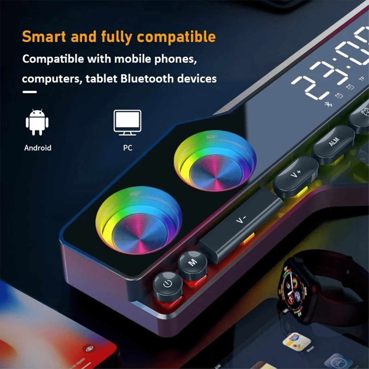 V18 Dazzle Colour Speakers Home Desktop Computer Game Big Sound LED Colour Lights Gaming Keyboard Bluetooth Speakers