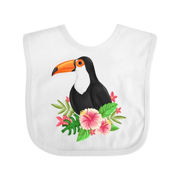 Inktastic Toucan with Hawaiian Flowers Boys or Girls Baby Bib