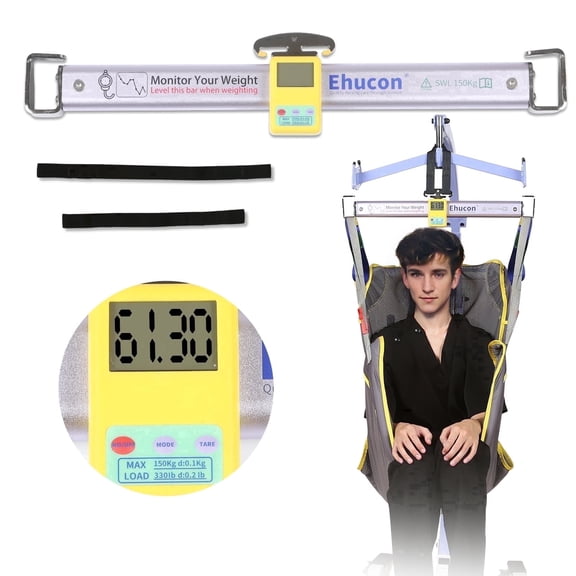 EHUSPU Patient Lift Weight Scale 330 lb Capacity Aluminum Sling Scale with LCD Display and 2 Straps ,Purple