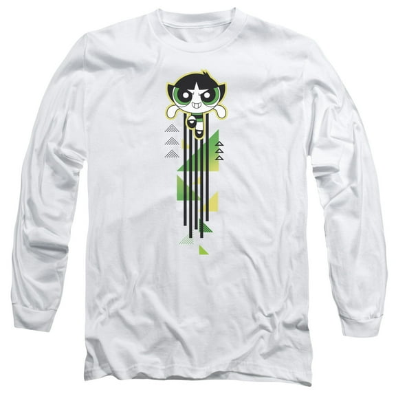Powerpuff Girls Buttercup Streak Long Sleeve Adult 18/1 T-Shirt White