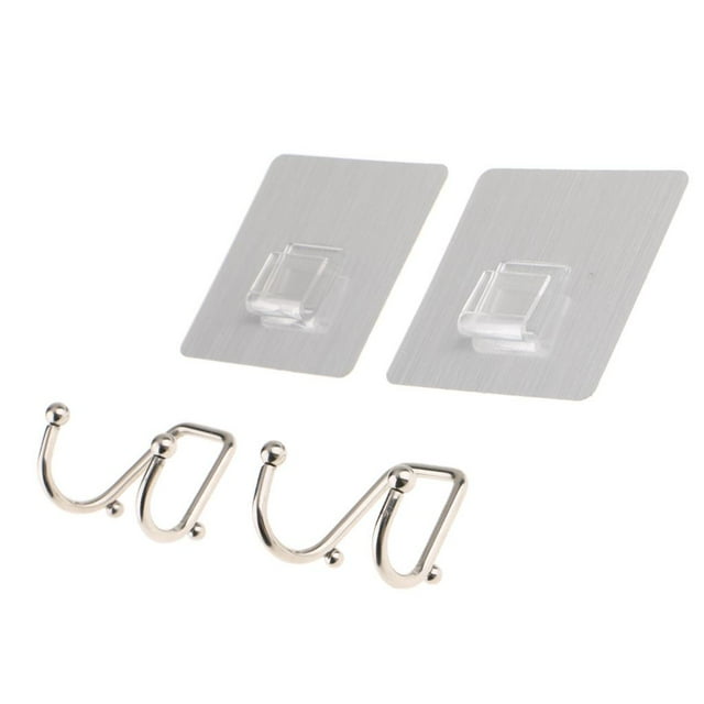 2pcs Gancho Mural Adhesiva No Traza de Plástico y Acero Resistente y al Aceite 2