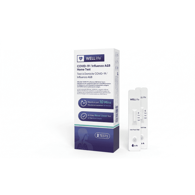 WELLlife Trousse de Test A&B 3-en-1 COVID / Grippe, 2 Tests (Expiration : NOV 2026)