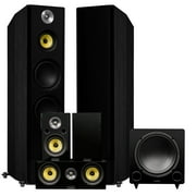 Fluance Signature HiFi Surround Sound Home Theater 5.1 Channel Speaker System including 3-Way Floorstanding Towers, Center Channel, Rear Surround Speakers and DB12 Subwoofer - Black Ash (HF51BR)