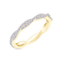 AFFY 2/5 Carat Round White Natural Eternity Diamond Wedding Band With Criss-Cross Crossover Shank in 14K Yellow Gold Over Sterling Silver (0.41 Cttw, I2-I3 Clarity), Ring Size-8.5
